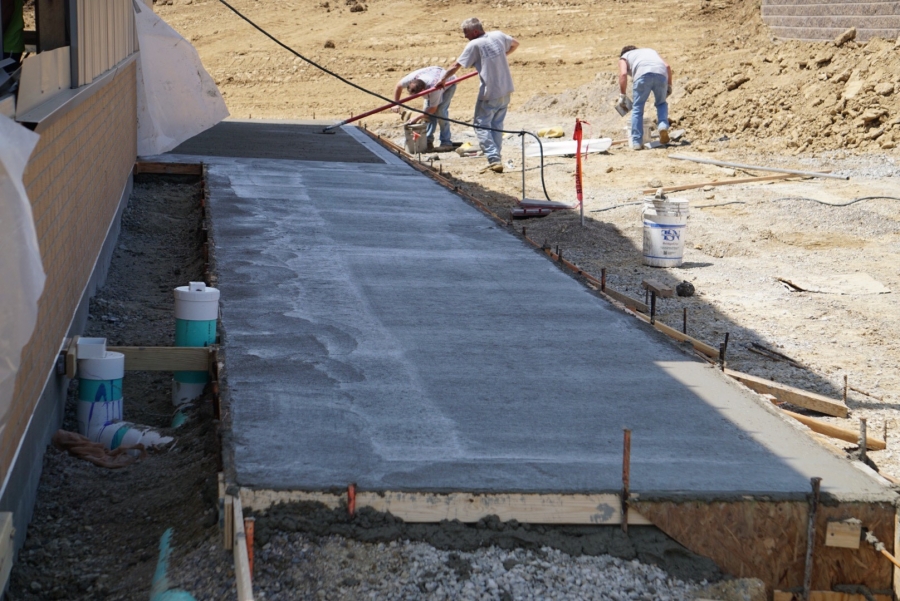 concrete being smoothed